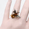 Bague 56 Bague insecte - Or jaune 14K, argent, topazes, perles et grenat 58 Facettes