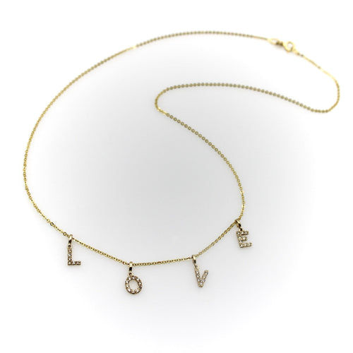Collier Collier LOVE - Collier en or 14k et diamants micro pavés 58 Facettes