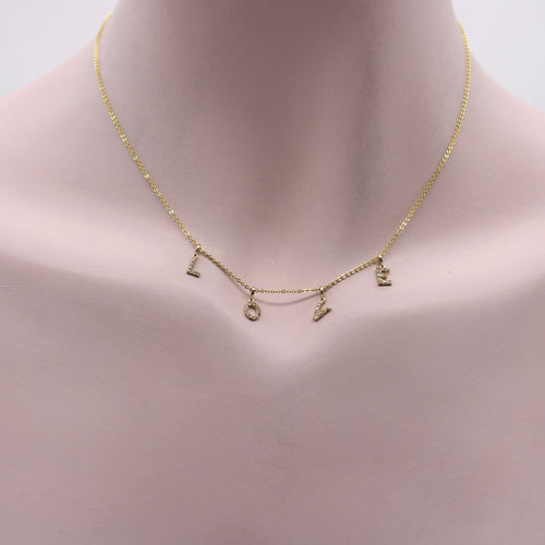 Collier Collier LOVE - Collier en or 14k et diamants micro pavés 58 Facettes