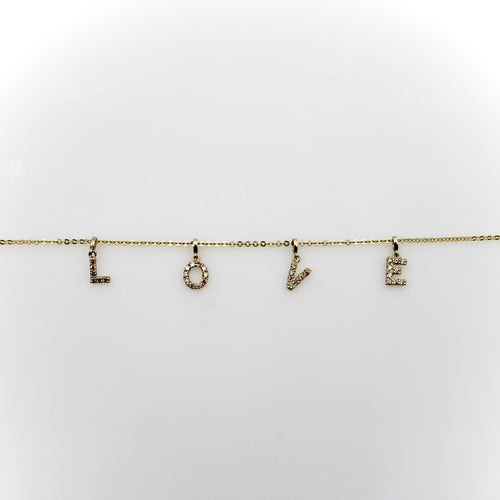 Collier Collier LOVE - Collier en or 14k et diamants micro pavés 58 Facettes