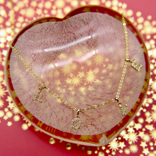 Collier Collier LOVE - Collier en or 14k et diamants micro pavés 58 Facettes