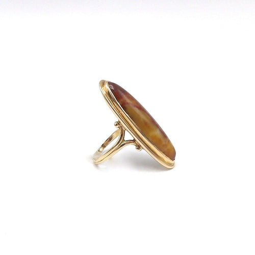 Bague Bague victorienne en or 18 carats et agate cabochon 58 Facettes