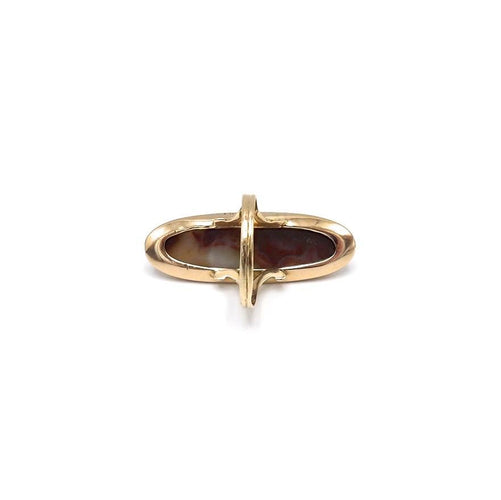 Bague Bague victorienne en or 18 carats et agate cabochon 58 Facettes