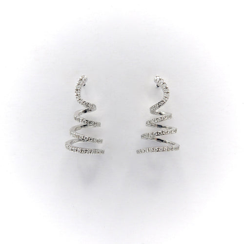 Boucles d'oreilles Vintage - Boucles d’oreilles spirales en or blanc 14k et diamants 58 Facettes