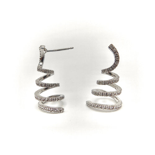Boucles d'oreilles Vintage - Boucles d’oreilles spirales en or blanc 14k et diamants 58 Facettes