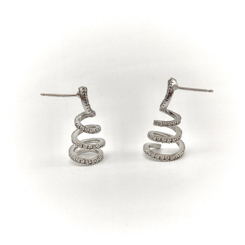 Boucles d'oreilles Vintage - Boucles d’oreilles spirales en or blanc 14k et diamants 58 Facettes