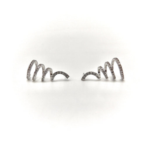 Boucles d'oreilles Vintage - Boucles d’oreilles spirales en or blanc 14k et diamants 58 Facettes