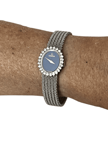 Montre Omega - Montre femme en or gris 18k, diamants et lapis-lazuli 58 Facettes REF. 6580