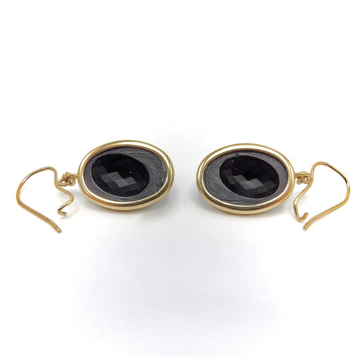 Boucles d'oreilles Époque victorienne - Boucles d’oreilles camées en vulcanite et or jaune 14K 58 Facettes