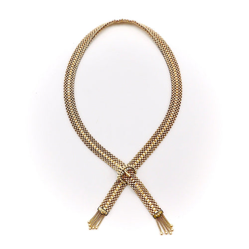 Collier Collier tressé - Collier en or 14K avec fermoir boucle et pampilles 58 Facettes