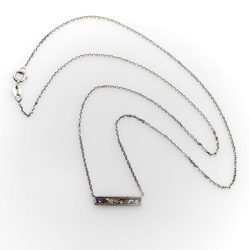 Collier Michael von Krenner - Collier barre en or blanc 14K avec diamant et tourmaline rose 58 Facettes