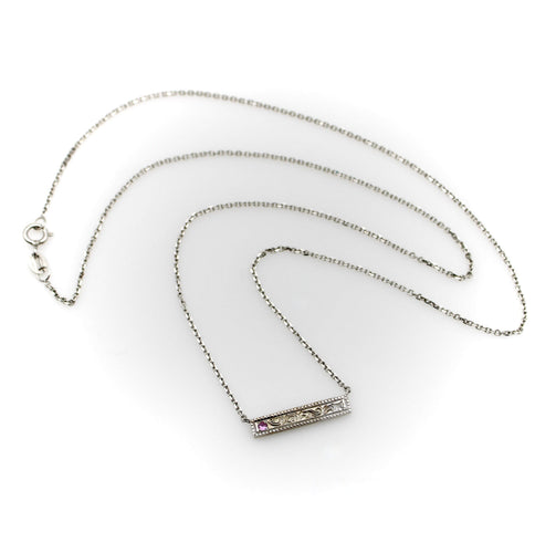 Collier Michael von Krenner - Collier barre en or blanc 14K avec diamant et tourmaline rose 58 Facettes