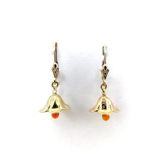 Boucles d'oreilles Boucles d’oreilles pendantes rétro cloche en or 14K et corail 58 Facettes