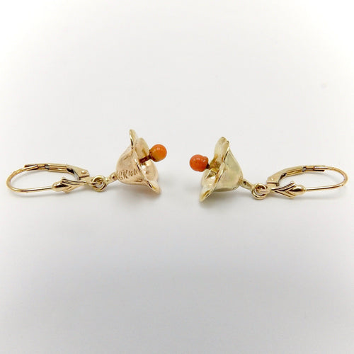 Boucles d'oreilles Boucles d’oreilles pendantes rétro cloche en or 14K et corail 58 Facettes
