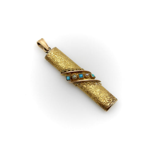 Pendentif Pendentif revival étrusque en or 18K, turquoise et perles 58 Facettes