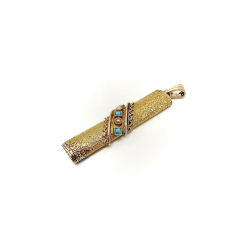 Pendentif Pendentif revival étrusque en or 18K, turquoise et perles 58 Facettes