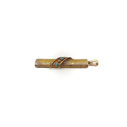 Pendentif Pendentif revival étrusque en or 18K, turquoise et perles 58 Facettes