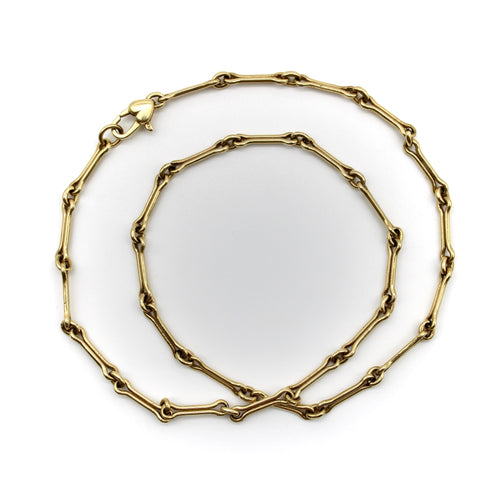 Collier Signature - Collier chaîne maillons os de chien en or 14K, fermoir cœur 58 Facettes