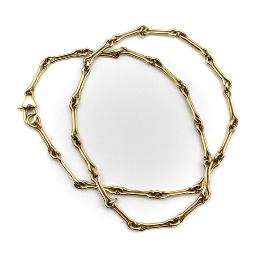 Collier Signature - Collier chaîne maillons os de chien en or 14K, fermoir cœur 58 Facettes