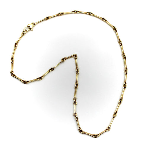 Collier Signature - Collier chaîne maillons os de chien en or 14K, fermoir cœur 58 Facettes