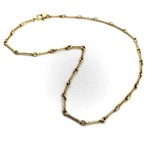 Collier Signature - Collier chaîne maillons os de chien en or 14K, fermoir cœur 58 Facettes