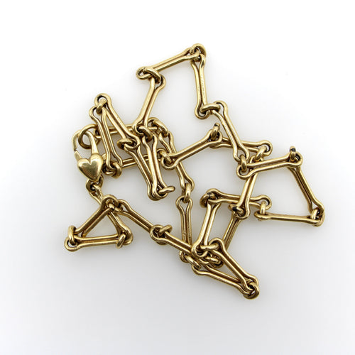 Collier Signature - Collier chaîne maillons os de chien en or 14K, fermoir cœur 58 Facettes