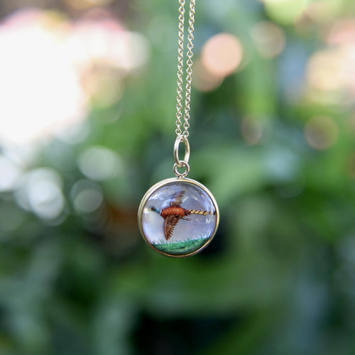 Pendentif Essex Crystal - Pendentif faisan en or 18 carats 58 Facettes A20069