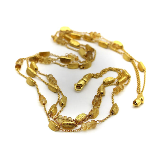 Collier Collier multirangs en or 18 carats et citrines briolettes 58 Facettes