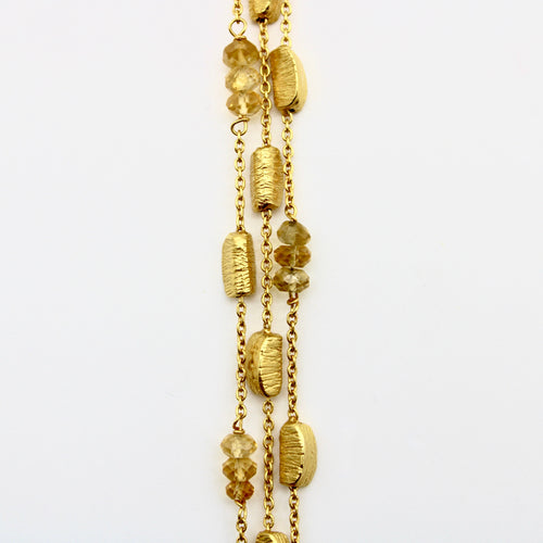 Collier Collier multirangs en or 18 carats et citrines briolettes 58 Facettes
