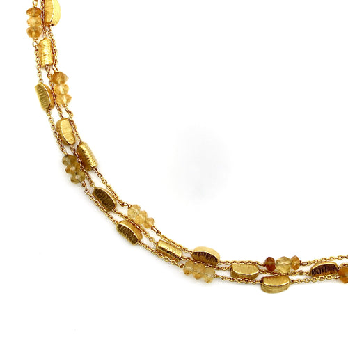 Collier Collier multirangs en or 18 carats et citrines briolettes 58 Facettes