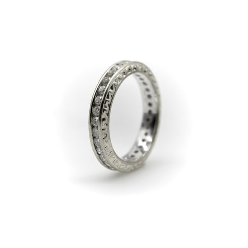 Bague 54 Bague éternité - Alliance en or blanc 14K et diamants 1 ct 58 Facettes A2001P