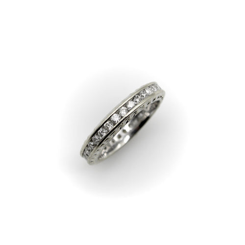 Bague 54 Bague éternité - Alliance en or blanc 14K et diamants 1 ct 58 Facettes A2001P