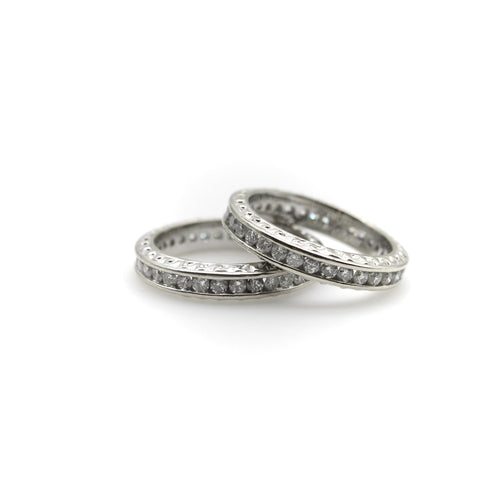 Bague 54 Bague éternité - Alliance en or blanc 14K et diamants 1 ct 58 Facettes A2001P