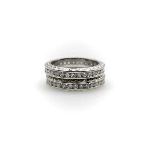 Bague 54 Bague éternité - Alliance en or blanc 14K et diamants 1 ct 58 Facettes A2001P