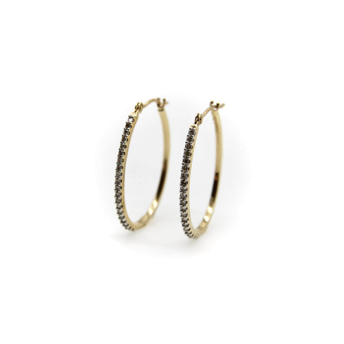 Boucles d'oreilles Boucles d’oreilles créoles ovales pavées de diamants en or 14K 58 Facettes