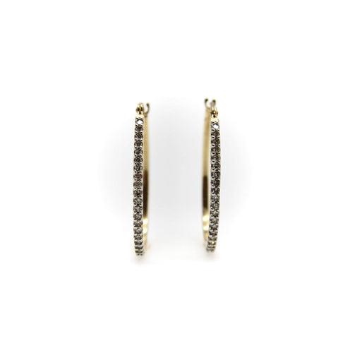 Boucles d'oreilles Boucles d’oreilles créoles ovales pavées de diamants en or 14K 58 Facettes