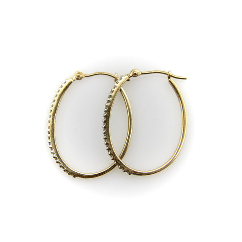 Boucles d'oreilles Boucles d’oreilles créoles ovales pavées de diamants en or 14K 58 Facettes