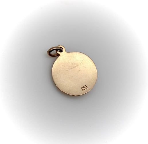 Pendentif Pendentif vintage croissant de lune en or rose 14K et diamants 58 Facettes A2003L