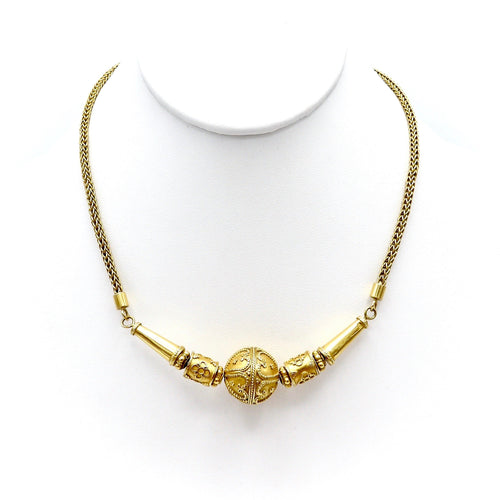 Collier Collier baht thaï vintage en or jaune 23K, cannetille 58 Facettes