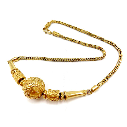 Collier Collier baht thaï vintage en or jaune 23K, cannetille 58 Facettes
