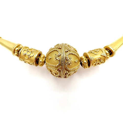 Collier Collier baht thaï vintage en or jaune 23K, cannetille 58 Facettes