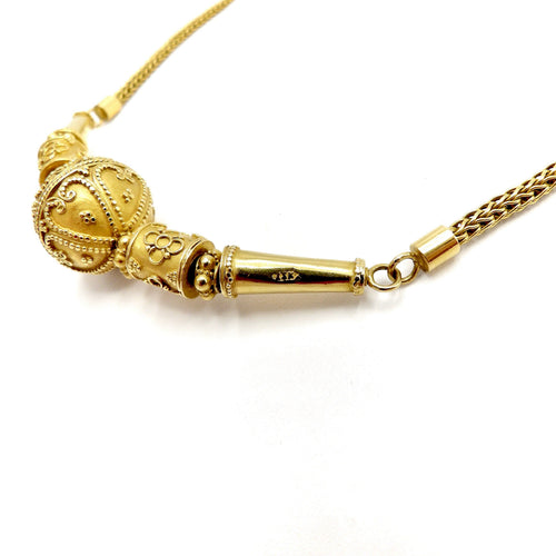 Collier Collier baht thaï vintage en or jaune 23K, cannetille 58 Facettes