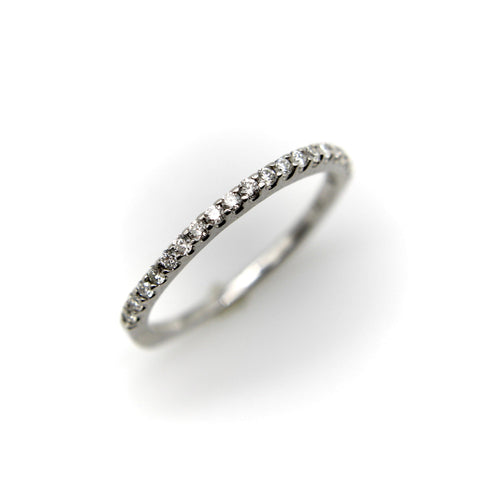 Bague 51 Bague demi-alliance éternité en or blanc 14K et diamants naturels 58 Facettes