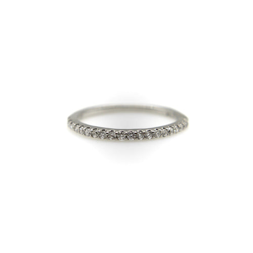 Bague 51 Bague demi-alliance éternité en or blanc 14K et diamants naturels 58 Facettes