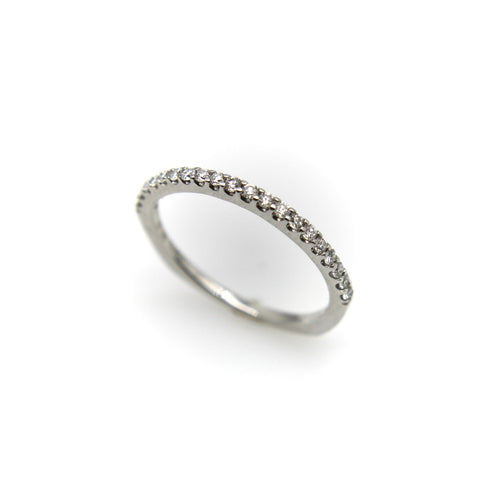Bague 51 Bague demi-alliance éternité en or blanc 14K et diamants naturels 58 Facettes