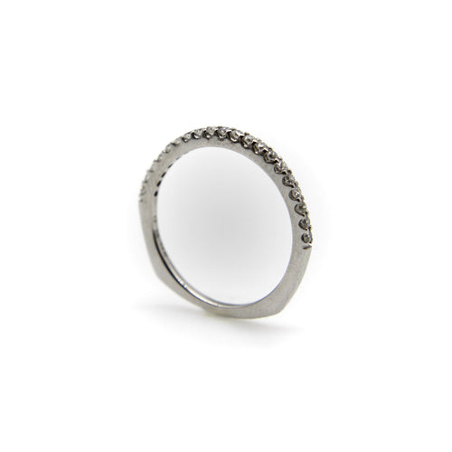Bague 51 Bague demi-alliance éternité en or blanc 14K et diamants naturels 58 Facettes