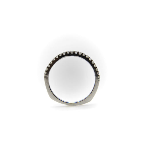 Bague 51 Bague demi-alliance éternité en or blanc 14K et diamants naturels 58 Facettes