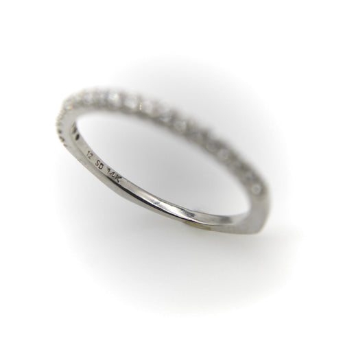 Bague 51 Bague demi-alliance éternité en or blanc 14K et diamants naturels 58 Facettes