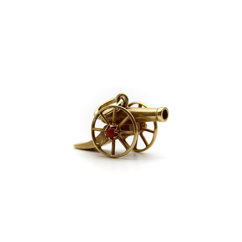 Pendentif Victorien - Pendentif charme canon articulé en or 18k et corail 58 Facettes