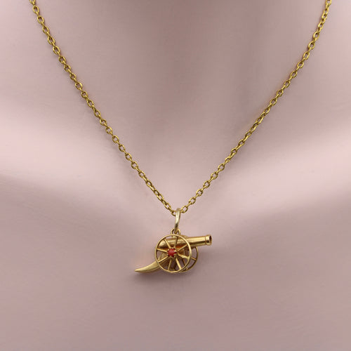 Pendentif Victorien - Pendentif charme canon articulé en or 18k et corail 58 Facettes